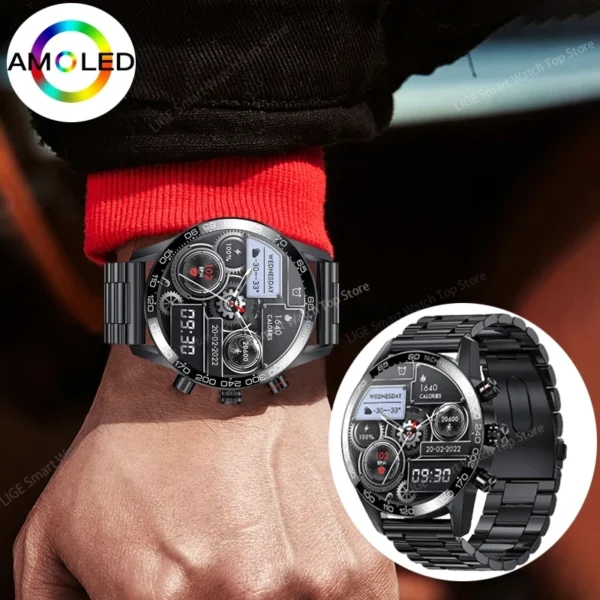 lige 360 amoled hd screen watch for men smart watch bluetooth calling smartwatch 2023 fashion business 2.webp